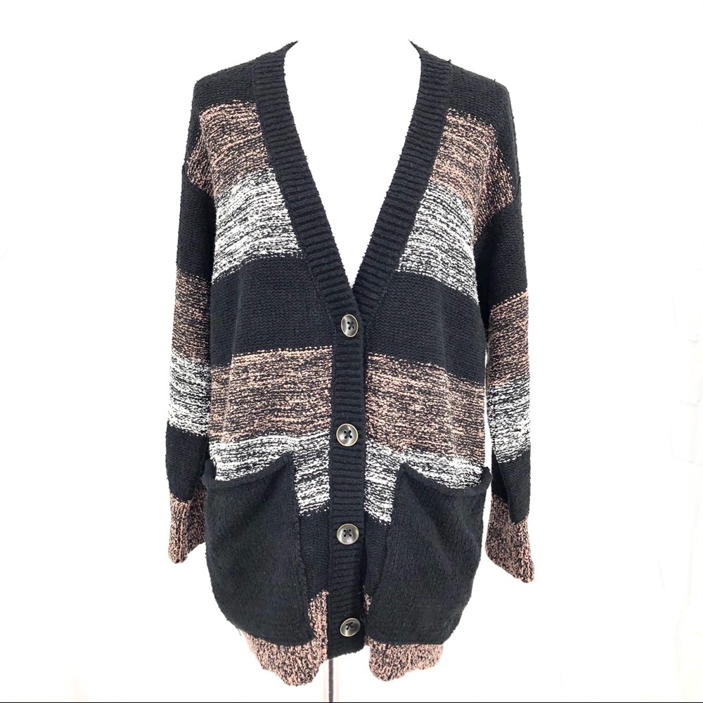 Free People Black Southport Oversized Beach Cardi - Picture 3 of 10